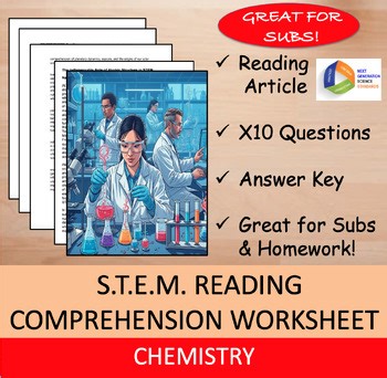 Molarity & STEM - No Prep -Science Reading Worksheet - 100% Editable
