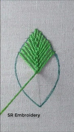 💚basic stitch tutorial !!! Super easy leaf embroidery design for beginners💚 #shorts #viral