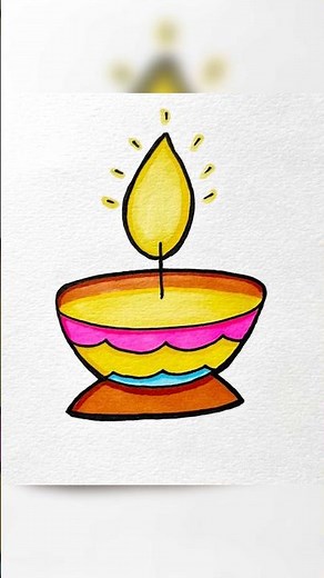 How to draw a diya, easy Diwali drawing for kids #simple #artforkids #deepavali #festival #kidsvideo