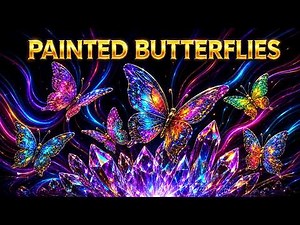 Neon Glass Butterflies TV Screensaver 4K | Rainbow Crystal Ambient Loop