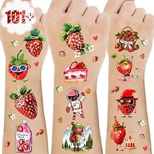 101+ Strawberry Temporary Tattoos – Printable, Waterproof Fake Tattoos for Kids, Girls, Boys, Teens & Adults – Ideal for Birthday Parties, Decorations (A)
