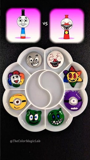 Color Mixing Battle: Normal 🙂 vs Horror 🧟 Who Win? #colormixing #thomastrain #dandysworld #minions