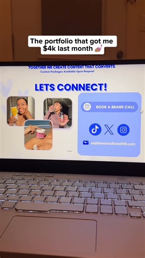 Sophia | Gen Z UGC Creator on Instagram: "Being a young entrepreneur isn’t for the weak either 💪🏽 My portfolio contracted me $4,000 this past month, not because it’s pretty, but because: ✨ it clearly displays my extensive experience in a concise and eye-friendly way (testimonials, videos, client logos etc) ✨ each niches creative is different + crafted and tailored strategically, demonstrating the wide variety of skills I have ✨ I have my contact information and social medias listed up for easy