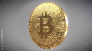 Bitcoin coin spinning in air cryptocurrency animation