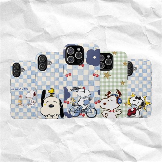 Snoopy Woodstock Phone Case, Blue Checkerboard Cover for Magsafe iPhone & Samsung Galaxy - Etsy