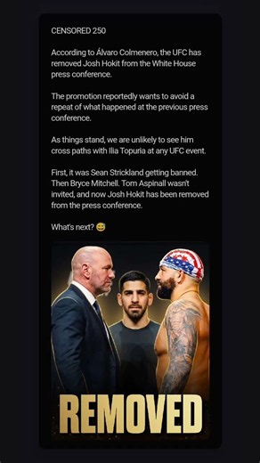 UFC Removes Josh Hokit from White House Press Conference | Álvaro Colmenero Reveals Details 🥊