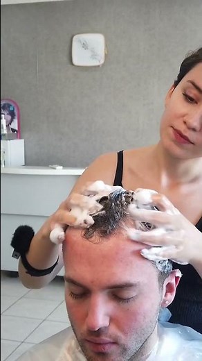 lady barber Mary sitting foamy asmr head massage deep sleep