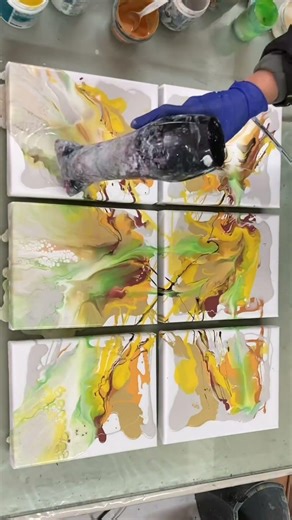 Six-Panel Acrylic Pour Abstract Wall Art | DIY Acrylic Pouring Art Gift Tutorial