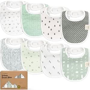 8-Pack Organic Baby Bibs for Boys, Girls - Soft Cotton Drooling and Teething Bibs for Baby Girl & Boy, Extra Absorbent, Easy To Clean & Put On for Toddler, Newborn, Infant 0-24 Months (Nordic)