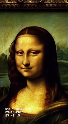 Mona Lisa moves her eyes 🖼️👀 #cctv #louvre #horror #scaryfootage #ghost #creepyvideos #scary #travel