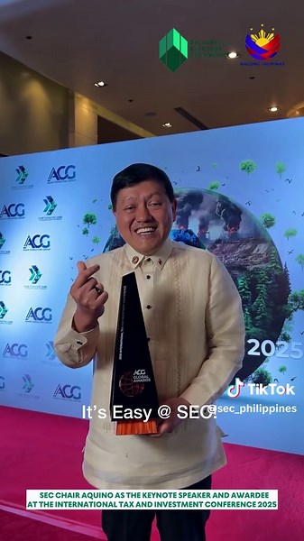 𝗛𝗜𝗚𝗛𝗟𝗜𝗚𝗛𝗧𝗦: Securities and Exchange Commission (SEC) Chairperson Emilio B. Aquino joined the International Tax and Investment Conference, highlighting the SEC’s push for sustainable corporate governance, transparency, and ESG-aligned disclosures. The SEC is set to implement mandatory climate-related disclosures by 2026 to strengthen sustainability reporting in the Philippines. #SECupdates