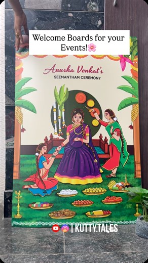 Tejaswi Babu | Illustrator | Animator on Instagram: "Kothaga print chesam ee sari, clarity kuda chala baga vachindi. Na seemantham ki print chesa kani, event organizers ye print chesar, kani nenu ippudu printing unit ni vethiki daggrundi print cheyicha. Boards chala baga vachayi!❤️ Na art ni soft copy la kakunda ila physical ga chudandam chala baga anipichindi!🥰✨ Each board price 1500/- Size : 2*3 feet , 3mm Thickness Meeku kavalsina customisations kuda chestanu design and aa customisati