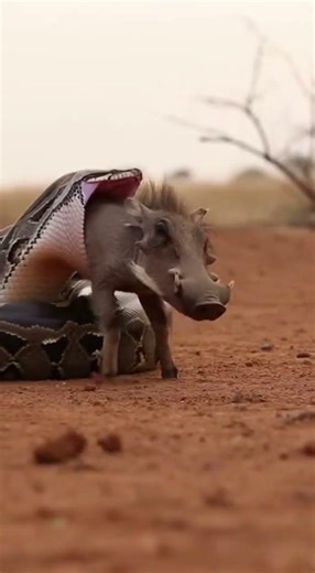 Will the python manage to swallow the warthog? 🐍🐗😨❓ 비단뱀은 혹멧돼지를 삼킬 수 있을까? #python #warthog #rescue