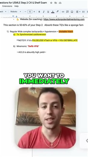 USMLE Emergency Medicine: Unstable V-Tach Protocol