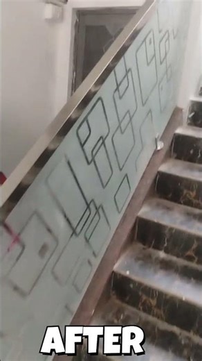 Before & After SS Railing Work | Long Wall Mount Glass Railing | Staircase Design