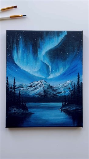 Aurora Over the Mountains: A Painting Journey
