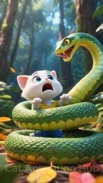 Almost Eaten Alive by a Snake… You Won’t Believe Who Saved Him! 😨 #catstory #animation #SadCatStory