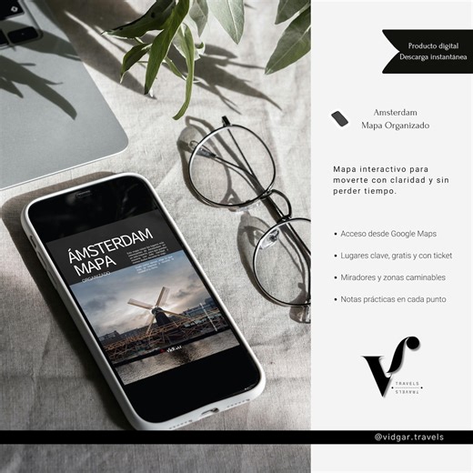 Interactive Map of Amsterdam on Google Maps – Digital Travel Guide (spanish) - Etsy UK