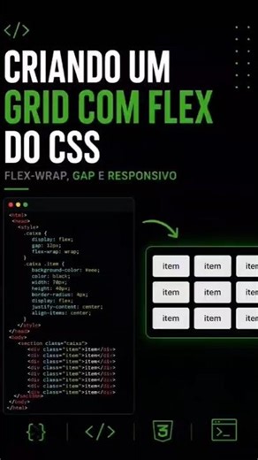 Criando Grid com Flex do CSS. #frontend #html #programador
