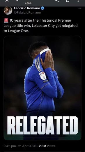 10 years on from premier league champions Leicester drop down to league1