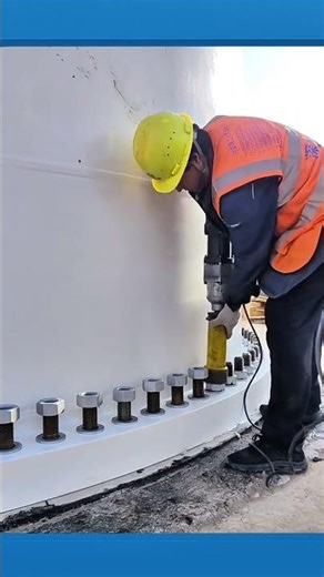 Tightening Multiple Large Nuts on a Giant Industrial Tank #engineering #constructions #popular