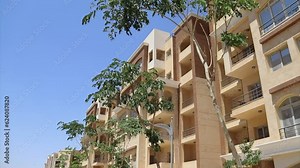 Buildings and landscapes inside a modern residential complex
