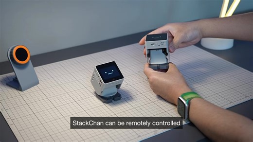 Controlling one StackChan with... another StackChan? 🤯 https://www.kickstarter.com/projects/m5stack/stackchan-the-first-co-created-open-source-ai-desktop-robot?ref=exs9lx&utm_source=facebook #M5Stack #StackChan #AI #OpenSource #Maker #Robotics | M5Stack