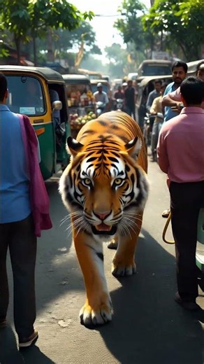 Tiger Walks Through Busy Indian Street! 😱 (VFX)