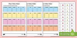 Maths Place Value Sliders