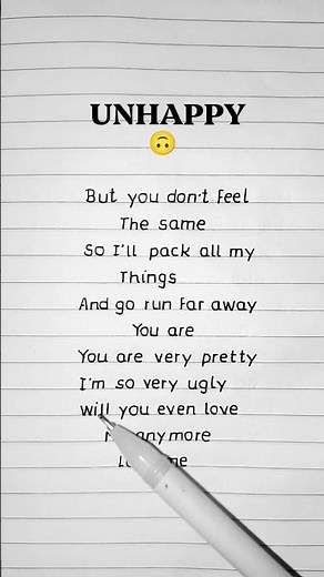 Unhappy - Sorrow (You are very pretty I'm So Very Ugly (Lyrics)
