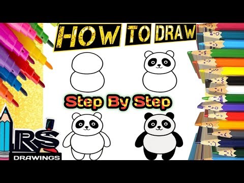 How to draw step by step PRESCHOOL panda🐼 drawing, painting &coloring for kids&toddlers tutorial