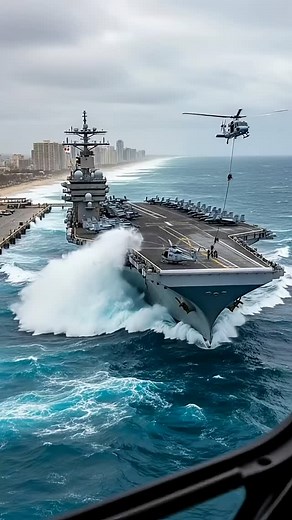 1.1K views · 13 reactions | Aircraft Carrier Battles Giant Waves in Open Sea! | sunshine101 | Facebook