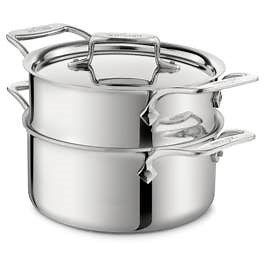 D5 Stainless Polished 5-ply Bonded Cookware, Steamer Set, 3 quart
