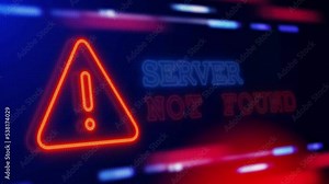 Server Not Found Warning Alert Blinking glitch error. Firewall breach, vulnerability found system. Database hacked, network security breach, stealing private information. Database hacking attack Stock Video
