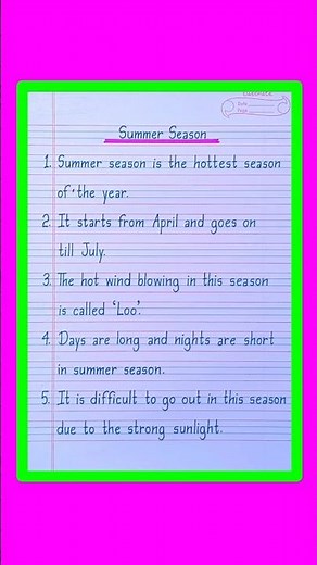 10 simple lines on summer season in english/essay on summer season in english/summer season essay
