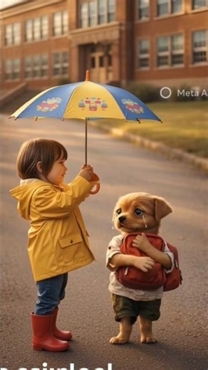 जब एक छोटी से लड़की ने पानी में भीगते हुए पप्पी को बचाया #shortsviral #cartoon