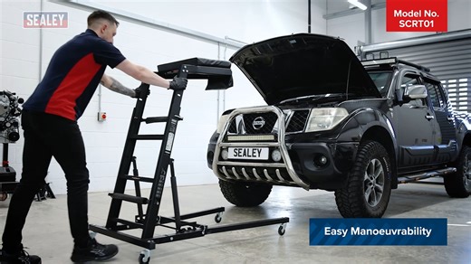 The Topside Engine Bay Creeper by Sealey brings anti-fatigue padding, heavy-duty steel construction, smooth-locking castors, and a foldable design—perfect for jeeps, trucks, SUVs, and more. Work smarter, not harder. | ToolWarehouse