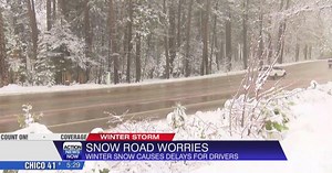 Drivers face snowy slippery roads on Highway 44 near Shingletown