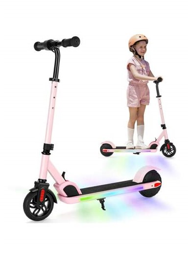 tooluck LED Electric Scooter For Ages 6-14, 150W Motor & 10 Mph, 80 Mins Ride Time, Adjustable Height & Speed, LED Display & Colorful Lights, Electric Scooter, Best Gift For Boys And Girls Pink White | SHEIN