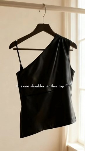love the quality of this top!🖤 #leathertop #outfit #outfitideas #oneshouldertop