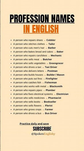 Profession Names in English 🔥 | Learn English Vocabulary