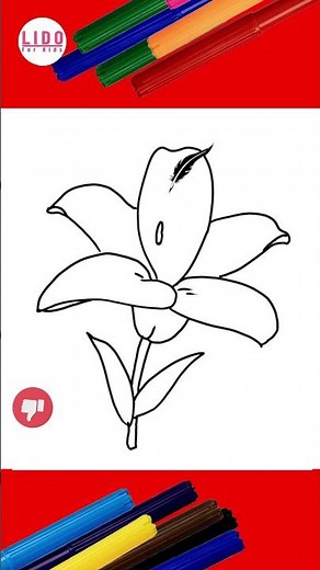How to draw Flower Easy Lily Flower Drawing Tutorial for Kids & Beginners Step byStep #lidoartworks