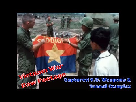 VIETNAM WAR RAW FOOTAGE CAPTURED VIET CONG ARMS CACHE & TUNNEL COMPLEX ENTRANCE (SILENT) 83474