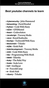 Best YouTube channels to master tech skills 🔥Save this list now!#shorts#coding#programming#techlearn