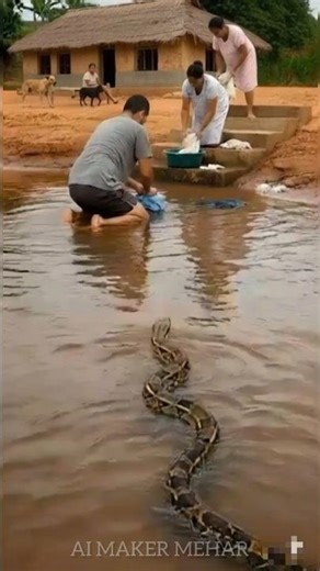 Village Pond Shock 😨 Ajgar Appears | Dogs Protect 🐕🐍 AI Story #shorts #snake #dog #villagelife