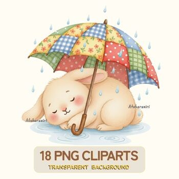 Rainy Day Umbrella Friends PNG