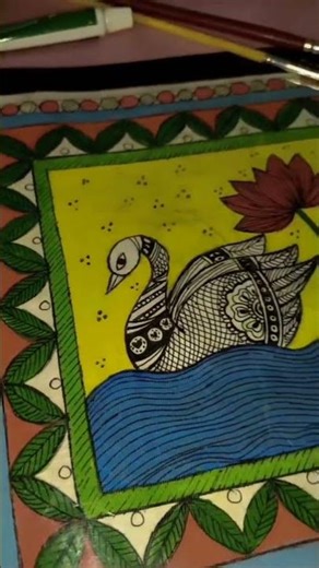 Traditional Swan Painting Process 🎨 #Shorts #art #artist