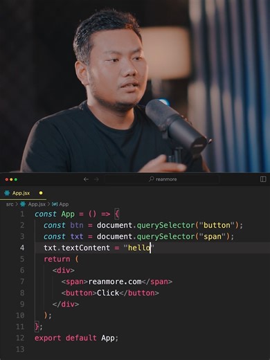 2/2 ហេតុអ្វីមិនត្រូវចាប់ DOM Element ជាមួយ React JS ឆានែល: https://t.me/reanmore រៀនជាមួយខ្ញុំ: www.reanmore.com | Heng Menghoy