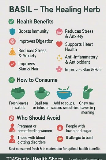 🌿 Basil Benefits Explained | How to Consume Basil | Health Tips 2025 ! t14studio# WORLD HEALTH CHART