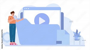 Digital media access and file management illustration business animated video